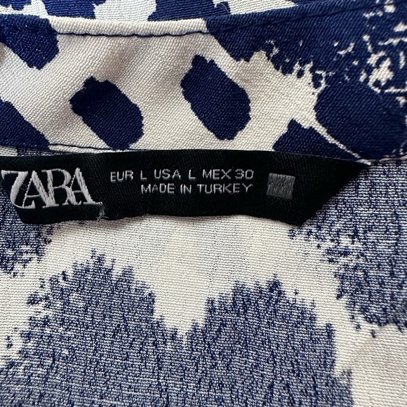 🆕 Zara Basic blue and white print long sleeve tunic top size large - Picture 10 of 10